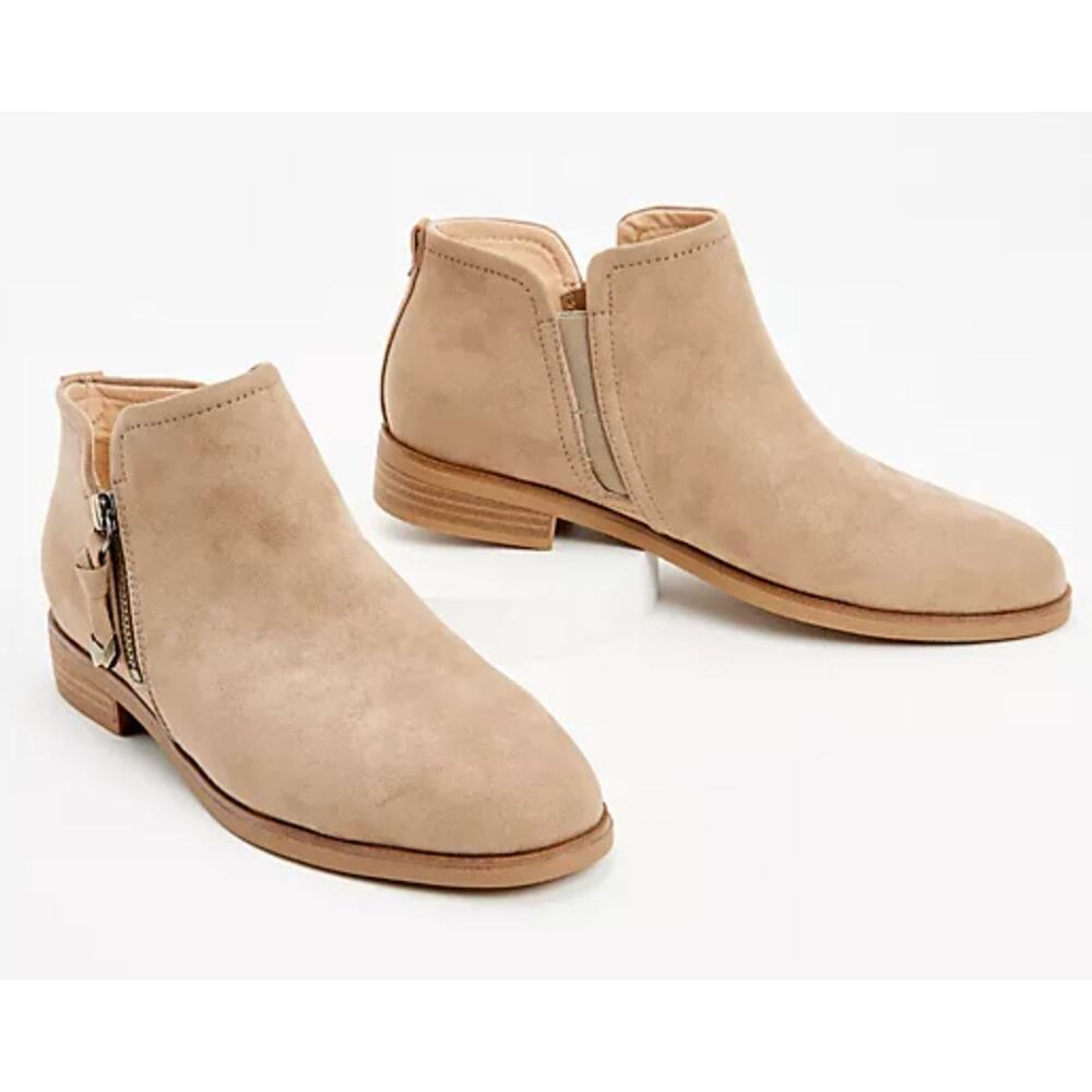 Dr Scholls Astir Ankle Boots 8 Tan NWT Vegan Suede Booties Comfort Dr. Scholl's